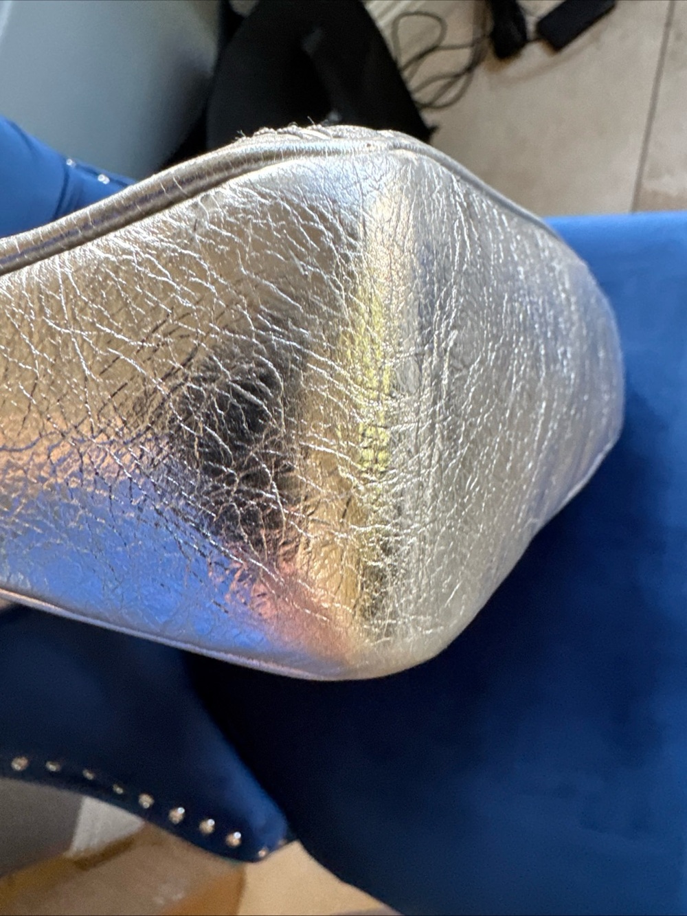 Versace Silver Metallic Structured Satchel - Picture 5 of 15